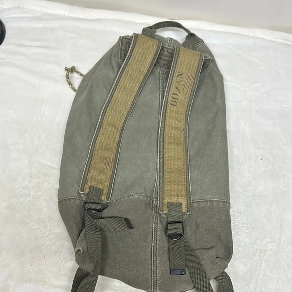 Green Canvas Duffel Bag with Drawstring Closure